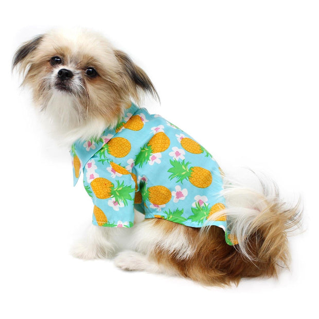 Doggie Design Dog Camp Shirt Dog Hawaiian Camp Shirt - Pineapple Luau