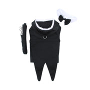Doggie Design Dog Clothing Black Tuxedo Suit for Dogs with Tails, Bow Tie, and Cotton Collar