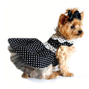 Doggie Design Dog Dress Black & White Polka Dot Dog Dress with Matching Leash