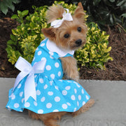 Doggie Design Dog Dress X-Small Blue Polka Dot Dog Dress with Matching Leash