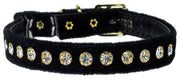 Mirage Pet Products 10 / Black Premium Cat Safety Collar "Velvet One Row Rhinestone" 5 Colors!