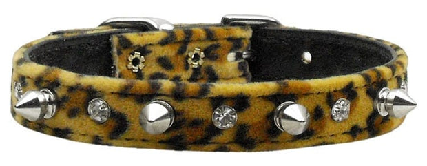 Mirage Pet Products 10 / Leopard Dog, Puppy and Pet Collar, "Animal Print Crystal & Spike" 4 Styles to Choose From