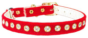 Mirage Pet Products 10 / Red Premium Cat Safety Collar "Velvet One Row Rhinestone" 5 Colors!