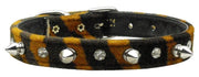 Mirage Pet Products 10 / Tiger Dog, Puppy and Pet Collar, "Animal Print Crystal & Spike" 4 Styles to Choose From