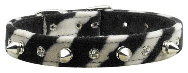 Mirage Pet Products 10 / Zebra Dog, Puppy and Pet Collar, "Animal Print Crystal & Spike" 4 Styles to Choose From