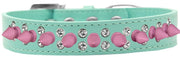 Mirage Pet Products 12 / Aqua Pet and Dog Spike Collar "Double Crystal & Light Pink Spikes"
