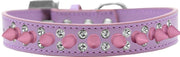 Mirage Pet Products 12 / Lavender Pet and Dog Spike Collar "Double Crystal & Light Pink Spikes"