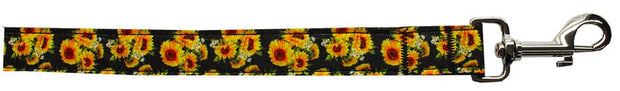 Mirage Pet Products 5/8" wide x 4 ft. Leash Dog Nylon Collar or Leash "Sunflowers"
