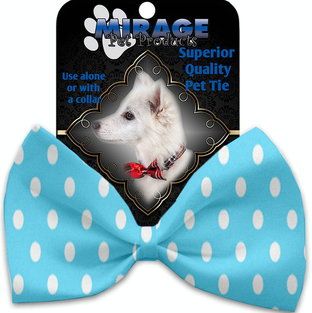 Mirage Pet Products Aqua / Elastic Band Dog and Cat Pet Bow Ties, "Polka Dots Group" Elastic Band or Velcro Strap in 6 Patterns