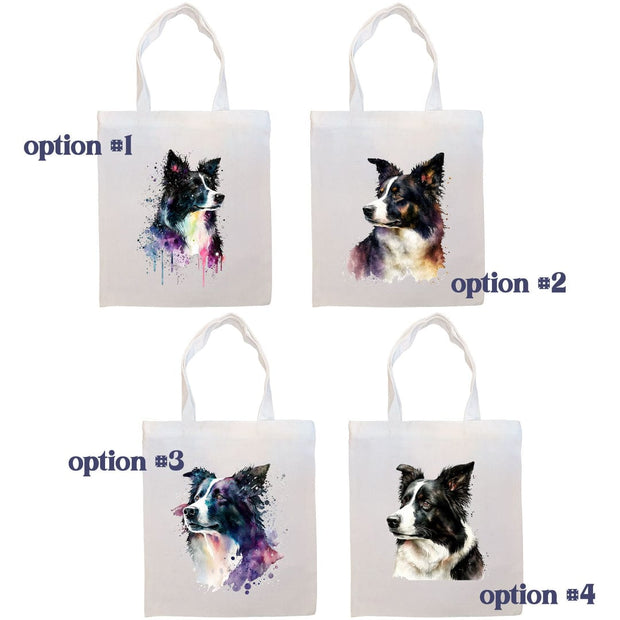 Mirage Pet Products Canvas Tote Bag, Zippered With Handles & Inner Pocket, "Border Collie"