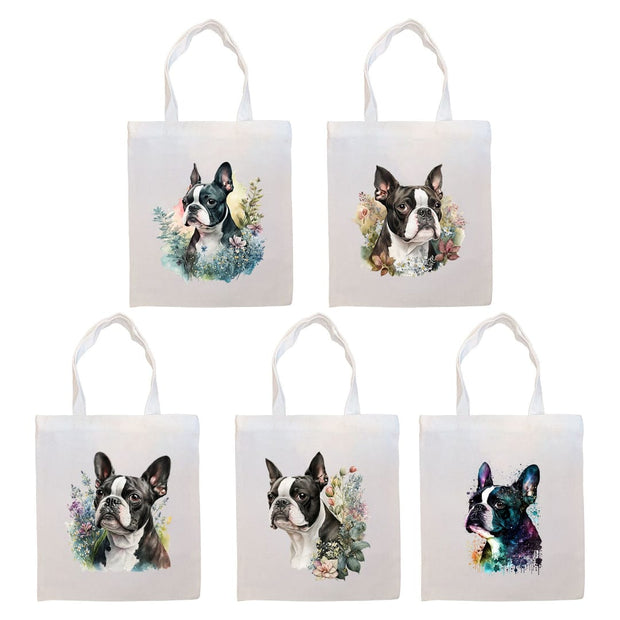 Mirage Pet Products Canvas Tote Bag, Zippered With Handles & Inner Pocket, "Boston Terrier"