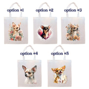 Mirage Pet Products Canvas Tote Bag, Zippered With Handles & Inner Pocket, "Chihuahua"