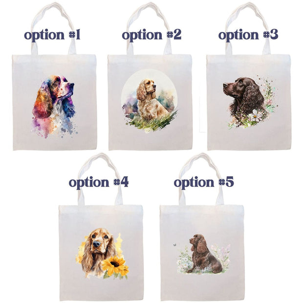 Mirage Pet Products Canvas Tote Bag, Zippered With Handles & Inner Pocket, "Cocker Spaniel"