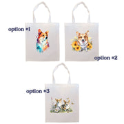 Mirage Pet Products Canvas Tote Bag, Zippered With Handles & Inner Pocket, "Corgi"