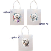 Mirage Pet Products Canvas Tote Bag, Zippered With Handles & Inner Pocket, "Maltese"