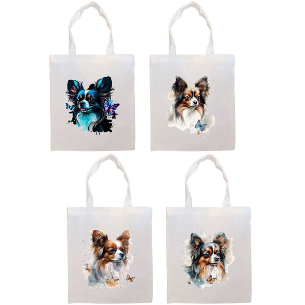 Mirage Pet Products Canvas Tote Bag, Zippered With Handles & Inner Pocket, "Papillon"