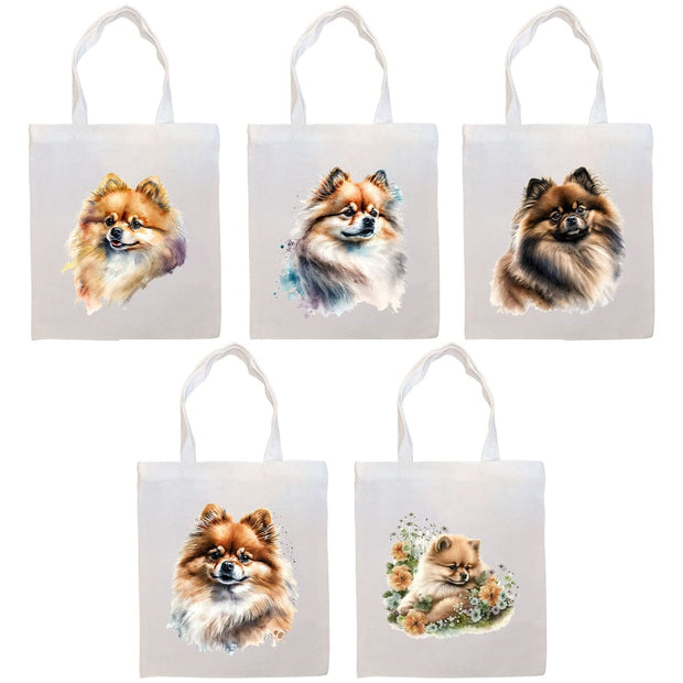 Mirage Pet Products Canvas Tote Bag, Zippered With Handles & Inner Pocket, "Pomeranian"
