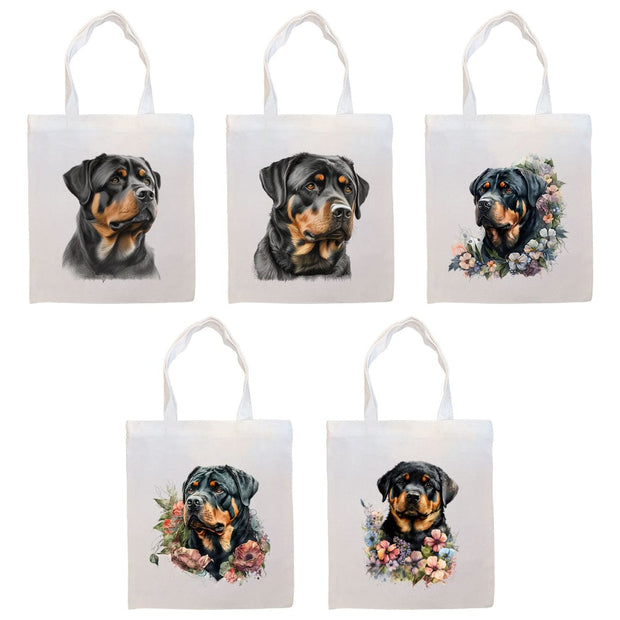 Mirage Pet Products Canvas Tote Bag, Zippered With Handles & Inner Pocket, "Rottweiler"