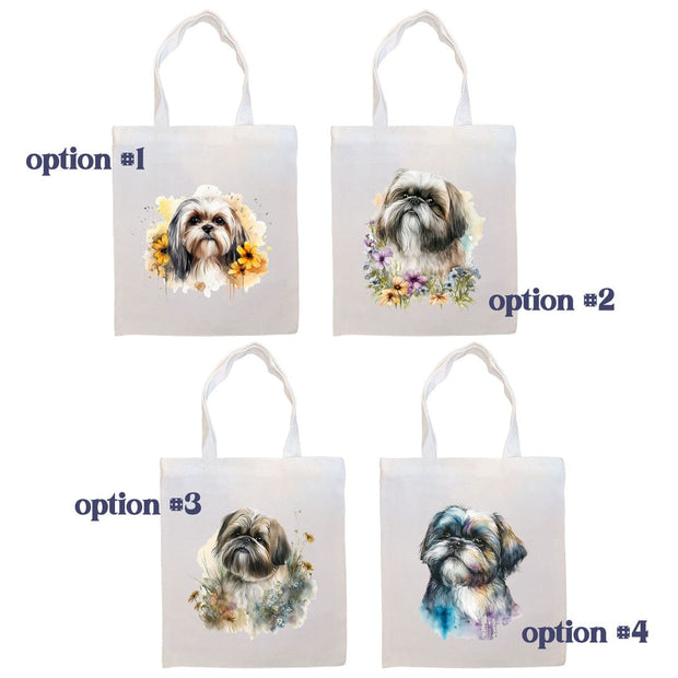 Mirage Pet Products Canvas Tote Bag, Zippered With Handles & Inner Pocket, "Shih Tzu"