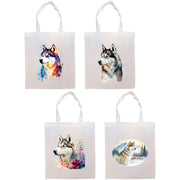 Mirage Pet Products Canvas Tote Bag, Zippered With Handles & Inner Pocket, "Siberian Husky"