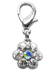 Mirage Pet Products Clear Rhinestone Flower Charm for Pet Dog Cat Collar with Clip-on Lobster Claw