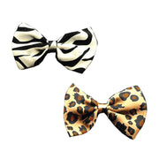 Mirage Pet Products Dog and Cat Pet Bow Ties, "Animal Prints" Elastic Band or Velcro Strap in Zebra or Leopard Print
