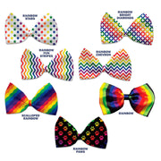 Mirage Pet Products Dog and Cat Pet Bow Ties, "Rainbow Pride Group" Elastic Band or Velcro Strap in 7 Patterns