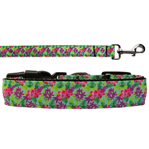 Mirage Pet Products Dog Nylon Collar or Leash "Island Flowers"