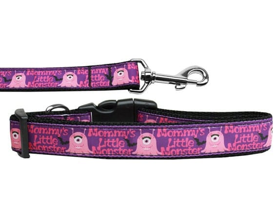 Mirage Pet Products Dog Nylon Collar or Leash "Mommy's Little Monster"
