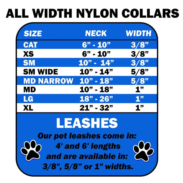 Mirage Pet Products Dog Nylon Collar or Leash "Rainbow Paws"