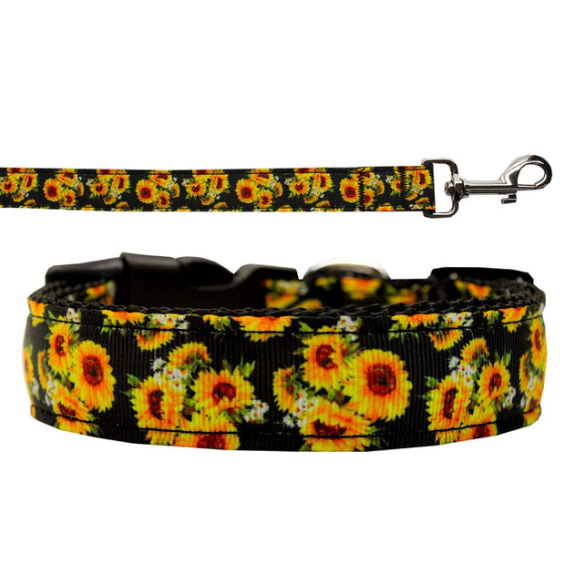 Mirage Pet Products Dog Nylon Collar or Leash "Sunflowers"