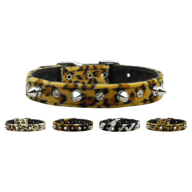 Mirage Pet Products Dog, Puppy and Pet Collar, "Animal Print Crystal & Spike" 4 Styles to Choose From