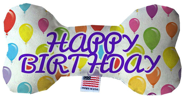 Mirage Pet Products Happy Birthday Balloon / 6" Plush Heart Pet, Dog Plush Heart or Bone Toy "Birthday Group" (Available in different sizes, and 10 different pattern options!)