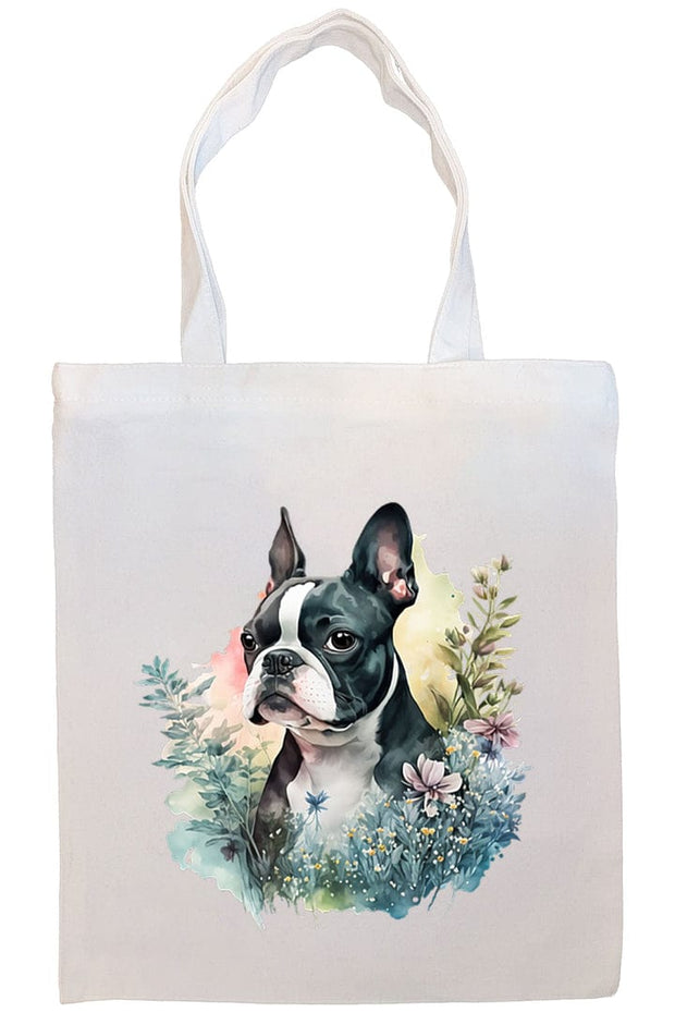 Mirage Pet Products Option #1 Canvas Tote Bag, Zippered With Handles & Inner Pocket, "Boston Terrier"