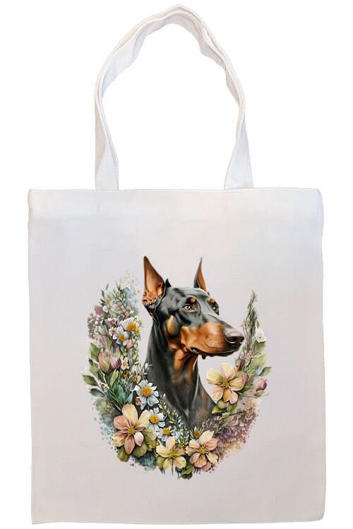 Mirage Pet Products Option #1 Canvas Tote Bag, Zippered With Handles & Inner Pocket, "Doberman"
