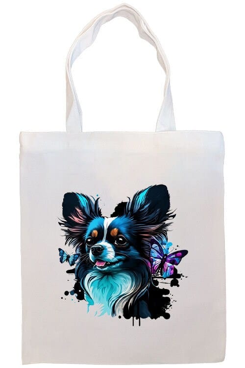 Mirage Pet Products Option #1 Canvas Tote Bag, Zippered With Handles & Inner Pocket, "Papillon"