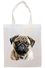 Mirage Pet Products Option #1 Canvas Tote Bag, Zippered With Handles & Inner Pocket, "Pug"
