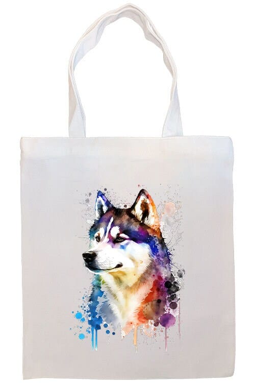 Mirage Pet Products Option #1 Canvas Tote Bag, Zippered With Handles & Inner Pocket, "Siberian Husky"