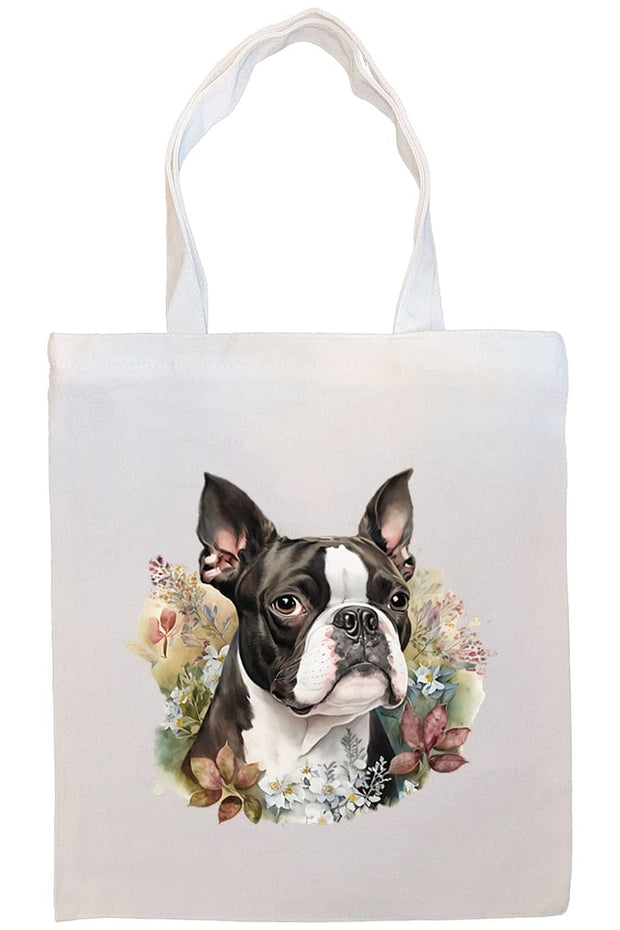 Mirage Pet Products Option #2 Canvas Tote Bag, Zippered With Handles & Inner Pocket, "Boston Terrier"
