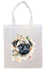 Mirage Pet Products Option #2 Canvas Tote Bag, Zippered With Handles & Inner Pocket, "Pug"