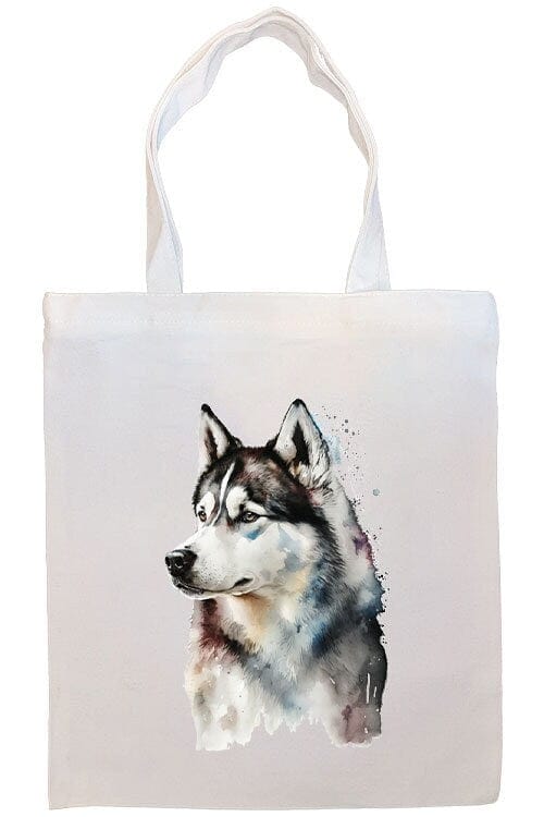 Mirage Pet Products Option #2 Canvas Tote Bag, Zippered With Handles & Inner Pocket, "Siberian Husky"
