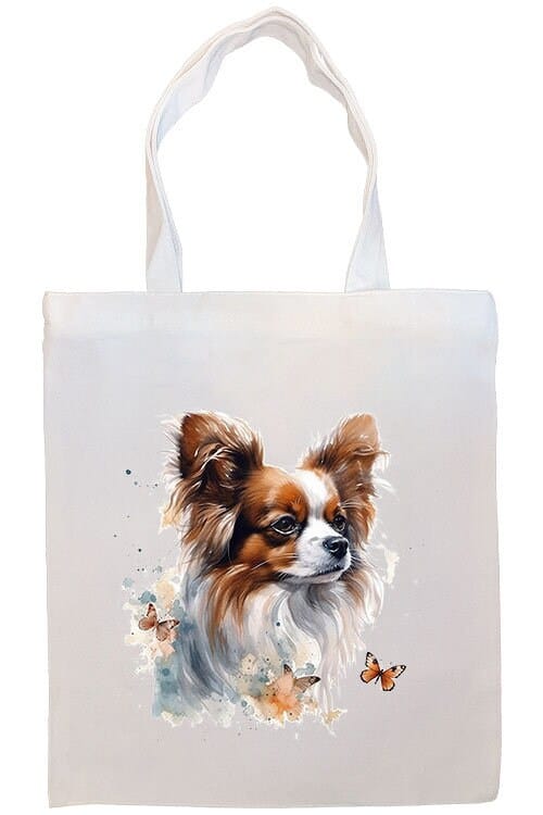 Mirage Pet Products Option #3 Canvas Tote Bag, Zippered With Handles & Inner Pocket, "Papillon"
