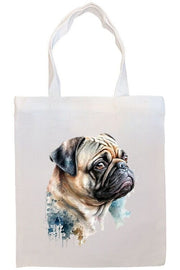 Mirage Pet Products Option #3 Canvas Tote Bag, Zippered With Handles & Inner Pocket, "Pug"