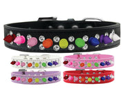 Mirage Pet Products Pet and Dog Spike Collar "Double Crystal & Rainbow Spikes"