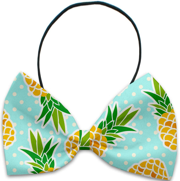 Mirage Pet Products Pineapples and Polka Dots / Elastic Band Dog and Cat Pet Bow Ties, "Summertime Fun Group" Elastic Band or Velcro Strap in 5 patterns