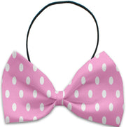 Mirage Pet Products Pink / Elastic Band Dog and Cat Pet Bow Ties, "Polka Dots Group" Elastic Band or Velcro Strap in 6 Patterns