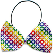 Mirage Pet Products Rainbow Bright Diamonds / Elastic Band Dog and Cat Pet Bow Ties, "Rainbow Pride Group" Elastic Band or Velcro Strap in 7 Patterns