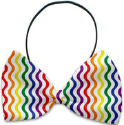 Mirage Pet Products Rainbow Fun Stripes / Elastic Band Dog and Cat Pet Bow Ties, "Rainbow Pride Group" Elastic Band or Velcro Strap in 7 Patterns