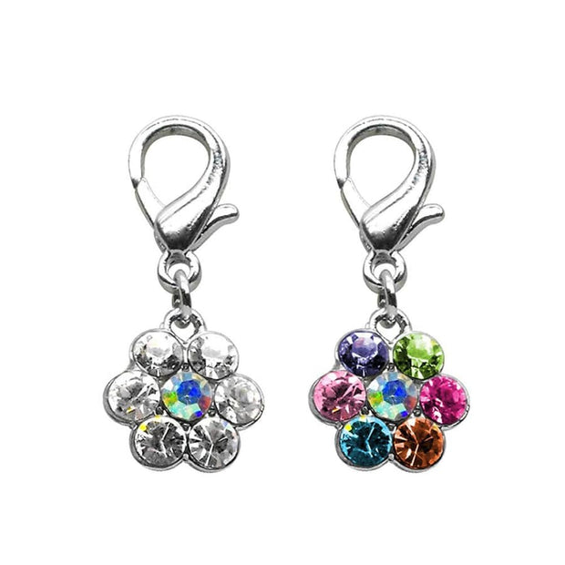 Mirage Pet Products Rhinestone Flower Charm for Pet Dog Cat Collar with Clip-on Lobster Claw