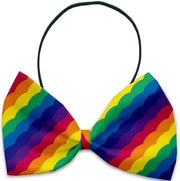 Mirage Pet Products Scalloped Rainbow / Elastic Band Dog and Cat Pet Bow Ties, "Rainbow Pride Group" Elastic Band or Velcro Strap in 7 Patterns